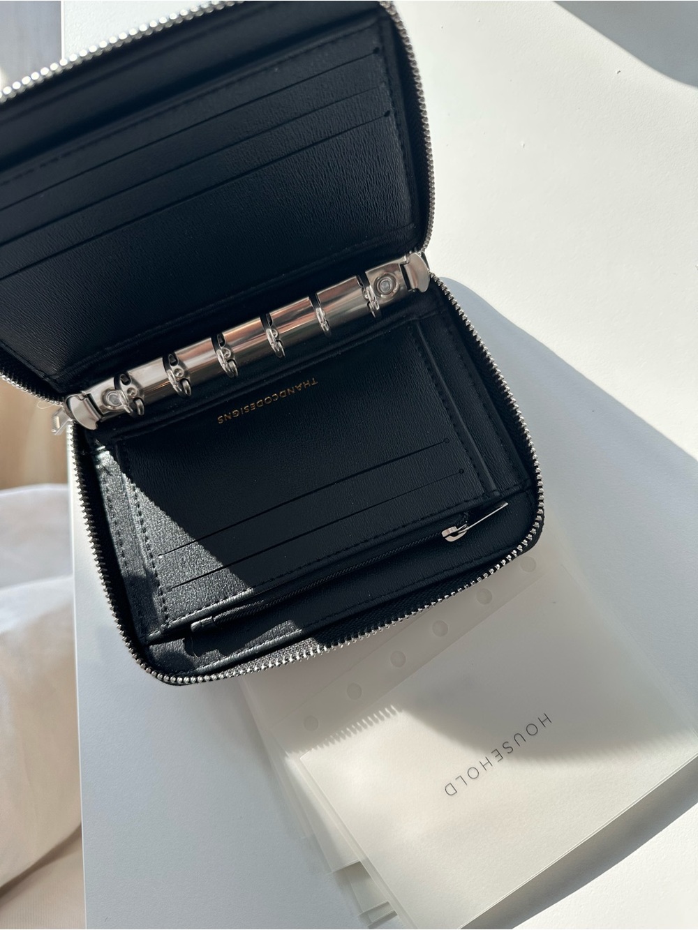 Black Zip-Around Leather Budgeting Wallet